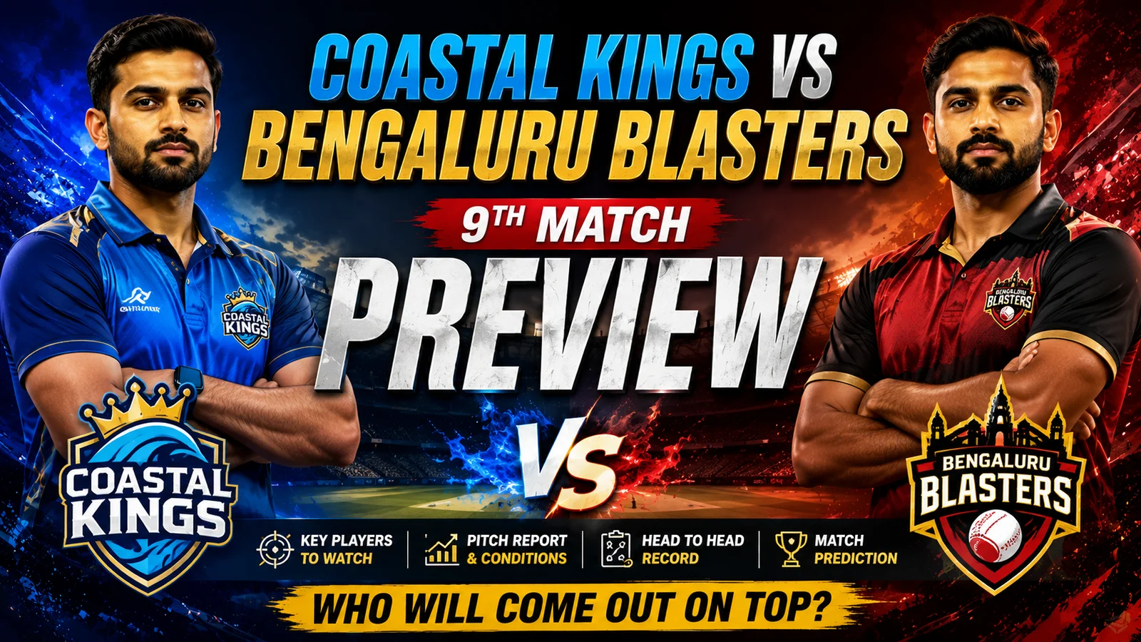 Coastal Kings vs Bengaluru Blasters 9th Match Preview | Maharaja Trophy KSCA T20 2026