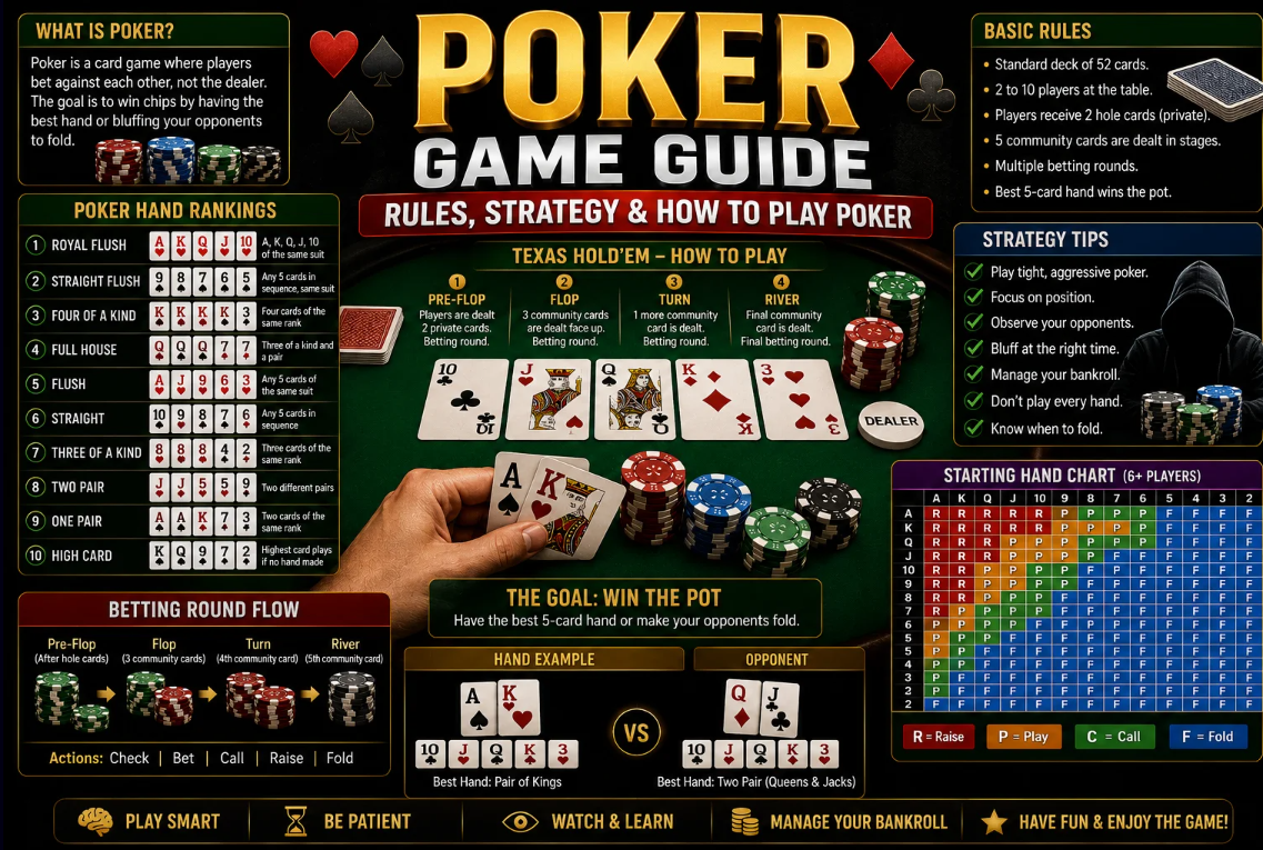 Poker Game Guide: Rules, Strategy & How to Play Poker